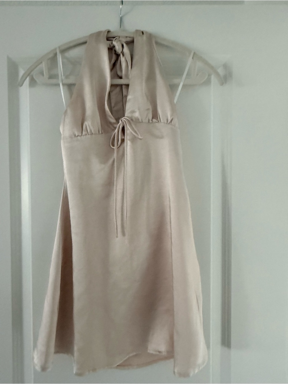 Princess Polly Champagne Cream Satin Tie Dress
